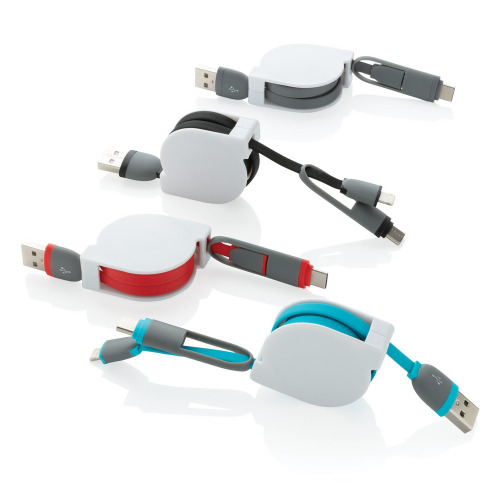 Zwijany kabel do ładowania i synchronizacji 3 w 1 Biały P302.223 (8)