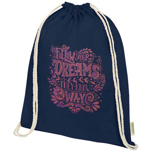 Odisha organiczny worek sznurowany z certyfikatem OCS o gramaturze 140 g/m², 5 l  Granatowy 12078155 (5)