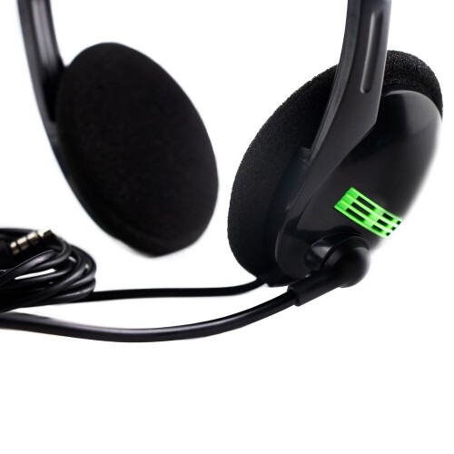 Zestaw słuchawkowy: słuchawki nauszne z mikrofonem czarny V0169-03 (3)