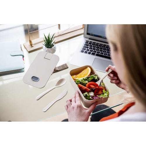 Bambusowe pudełko śniadaniowe 850 ml B'RIGHT, sztućce Neutralny V8831-00 (10)