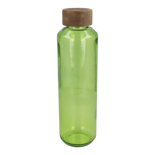Butelka InSideOut z recyklingowanego szkła ReuuZ z drewnianym korkiem 650 ml Transparentny / jasnozielony LT57013-N0432 