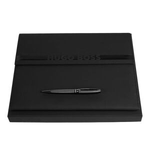 Zestaw upominkowy HUGO BOSS długopis i teczka A4 - HDF309A + HSW3784D Czarny