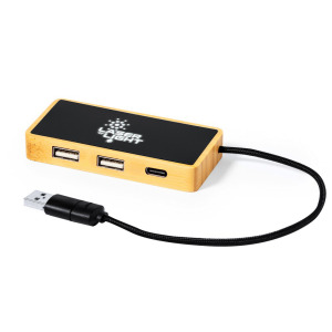 Bambusowy hub USB i USB-C