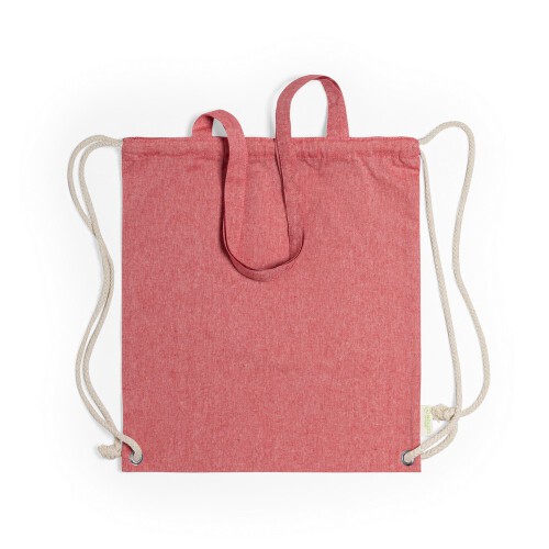 Worek ze sznurkiem i torba na zakupy z bawełny z recyklingu, 2 w 1 czerwony V6792-05 (2)