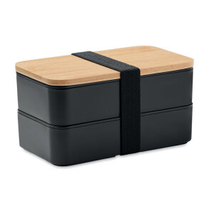Lunch box z bambusową pokrywką czarny