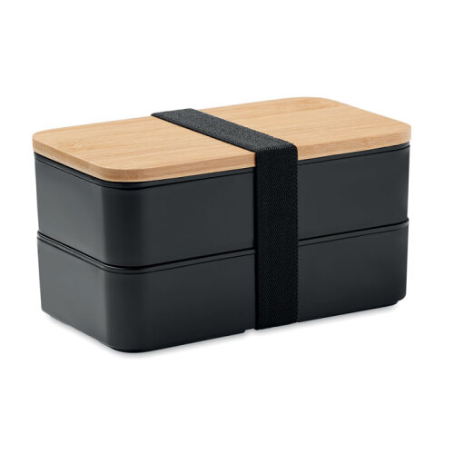 Lunch box z bambusową pokrywką czarny MO6627-03 