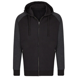 Bluza Męska z Kapturem na Zamek Bawełniana Trzywarstwowa Szczotkowana - Navy & Heather Navy