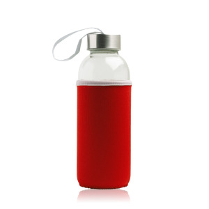 Butelka szklana 460 ml, metalowa nakrętka, neoprenowy pokrowiec / Neobottle Czerwony