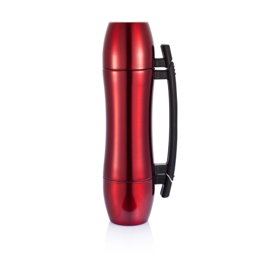 Termos 700 ml z uchwytem, 2 kubki Czerwony V4694-05 