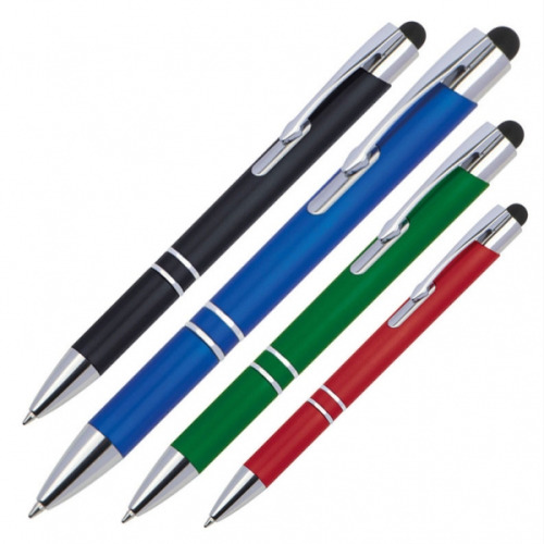 Długopis plastikowy touch pen z podświetlanym logo WORLD Czerwony 089205 (6)