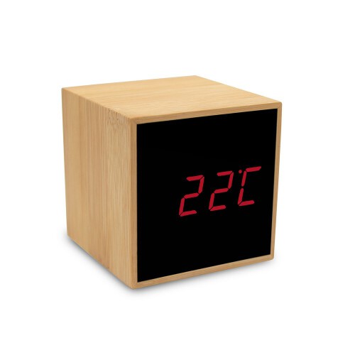 Bambusowy zegar na biurko z alarmem drewno V0193-17 (1)