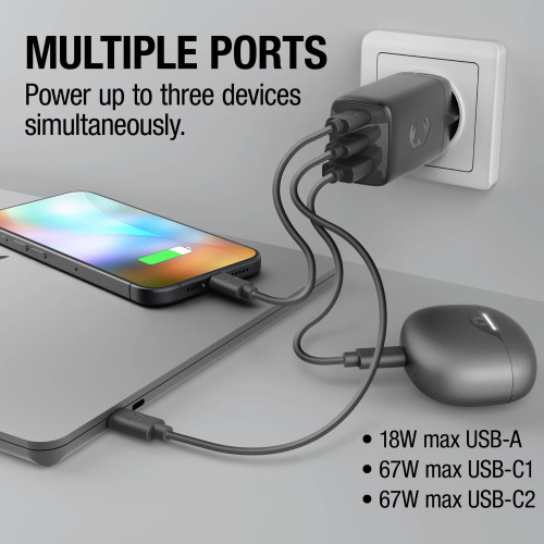 Fresh 'n Rebel ładowarka do laptopa 67W GaN USB-C i USB-A Ciemnoszary LT49750-N0060 (6)
