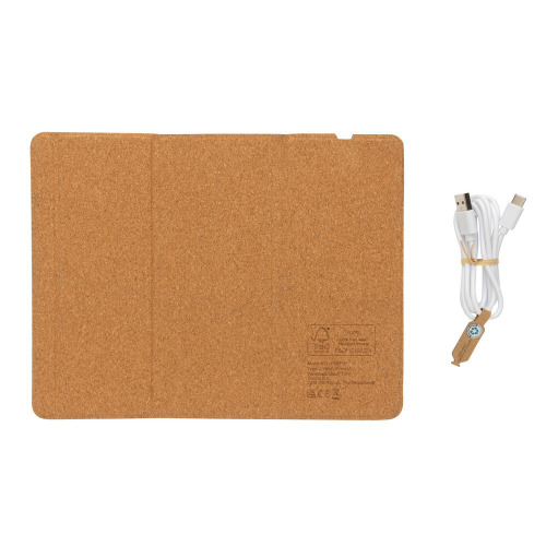Korkowa podkładka pod mysz, ładowarka bezprzewodowa 10W Brązowy P308.519 (2)