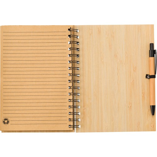 Bambusowy notatnik A5, długopis drewno V0200-17 (2)