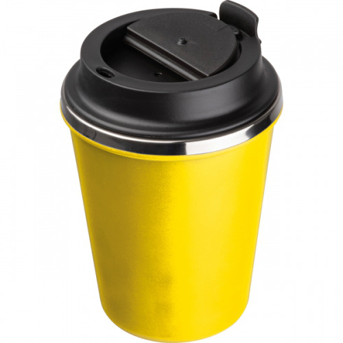 Kubek termiczny 350 ml z powłoką z recyklingu METODY żółty 8496208 (3)