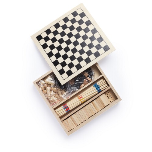 Zestaw gier, szachy, warcaby, domino i mikado drewno V7364-17 (1)