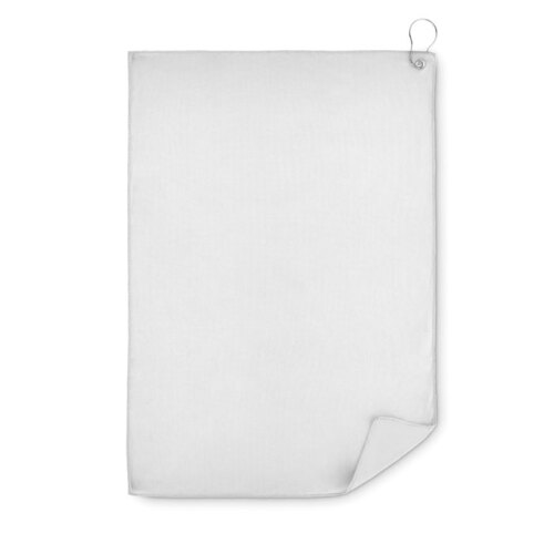 Ręcznik golfowy RPET z klipsem biały MO6526-06 (1)