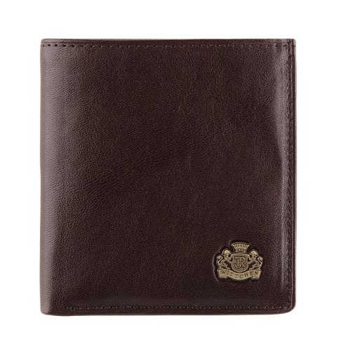 Damski portfel WITTCHEN skórzany z herbem na zatrzask Brązowy WITT10-1-065 