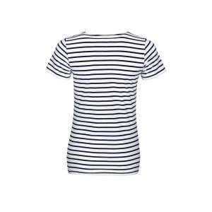 T-shirt Klasyczny Bawełniany w Paski - White & Red