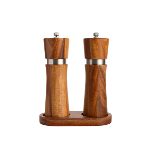 Zestaw młynków do przypraw z drewna akacjowego i stali nierdzewnej Vanilla Season