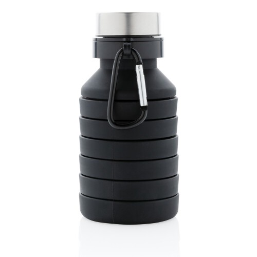 Składana butelka sportowa 550 ml z karabińczykiem czarny P432.621 (2)