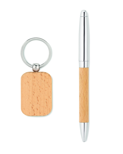 Zestaw - brelok i długopis drewna MO9775-40 (7)