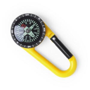 Kompas z karabińczykiem żółty