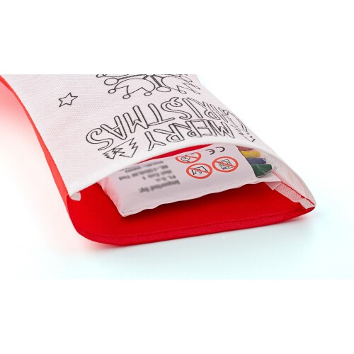 Skarpeta świąteczna do kolorowania, kredki biało-czerwony V0067-05 (3)