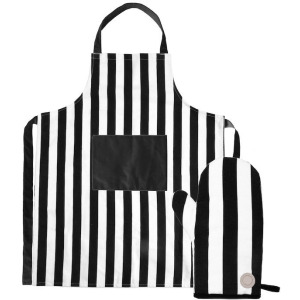 ZESTAW ARON FARTUCH & RĘKAWICE, CZARNY/BEŻ