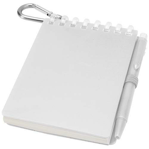 Lig Mini outdoorowy zestaw z notatnikiem w miękkiej okładce z tworzyw sztucznych pochodzących z recyklingu i długopisem (niebieski tusz) Przezroczysty 10705101 