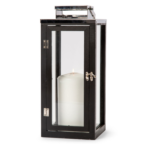 Drewniana latarnia Orrefors Jernverk Czarny LT54029-N0002 