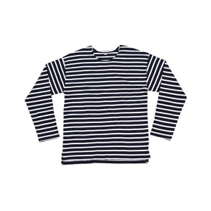 Bluza Unisex Obnizone Ramiona Bawełna Organiczna Paski - Navy & White