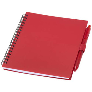 Niove zestaw notatnik w miękkiej okładce z tworzyw sztucznych pochodzących z recyklingu i długopis (niebieski tusz) Czerwony