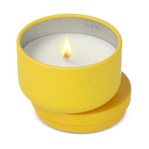 Bezzapachowa świeca roślinna Asana w puszce z recyklingu żółty LT90743-N0041 (2)