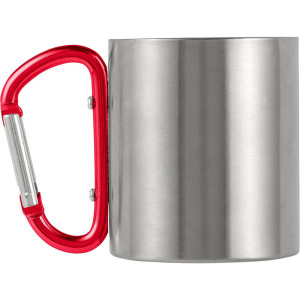 Metalowy kubek 185 ml z karabińczykiem Czerwony