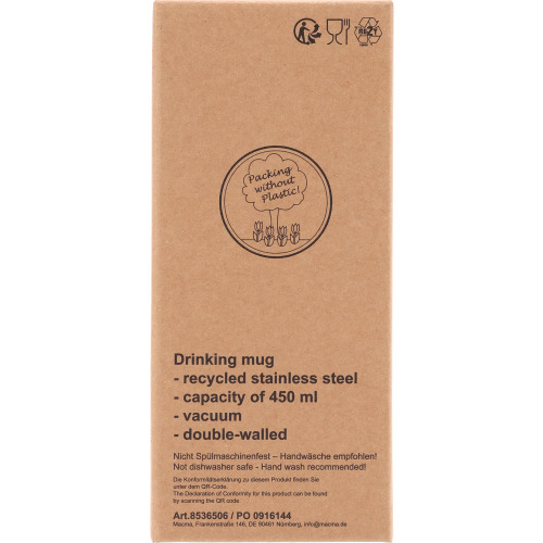 Kubek termiczny ze stali z recyklingu 450 ml SILVIO Czarny 8536503 (11)