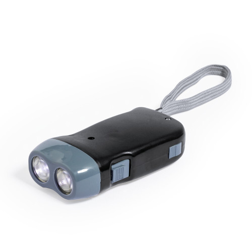 Latarka na dynamo 2 LED Czarny V2116-03 (1)