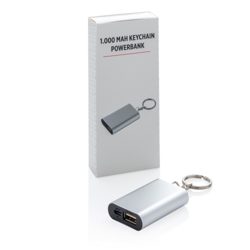 Power bank 1000 mAh, brelok do kluczy Srebrny P324.190 (9)