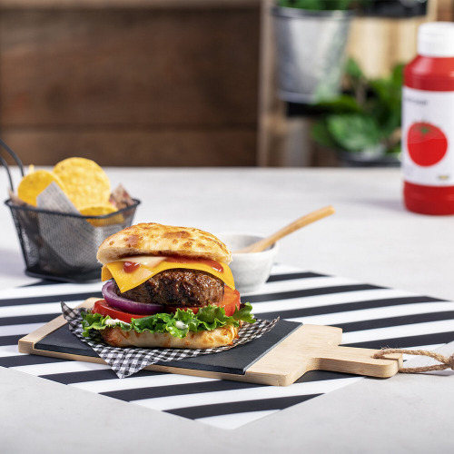 Deska do krojenia wykonana z łupka i bambusa Neutralny V8896-00 (2)