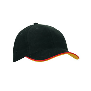 Czapka 6 panelowa bawełniana - Dark Grey & Red