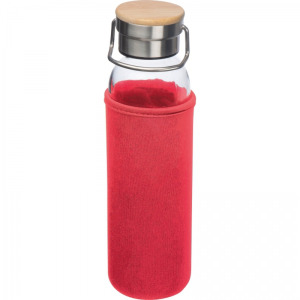 Butelka szklana z pokrowcem 600 ml RAMONA Czerwony