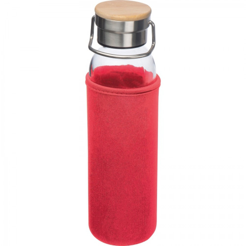 Butelka szklana z pokrowcem 600 ml RAMONA Czerwony 6318105 (1)