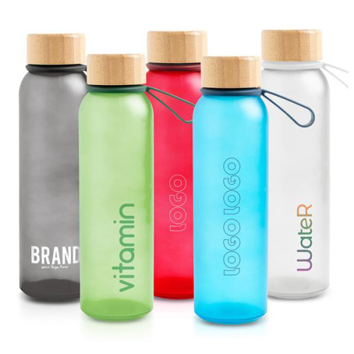 Butelka ze szkła matowego o pojemności 500 ml, z silikonowym uchwytem / Atlântida Czerwony IP37071952 (7)