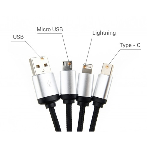 Kabel 3w1 z podświetlanym logo Czarny EG041903 (2)
