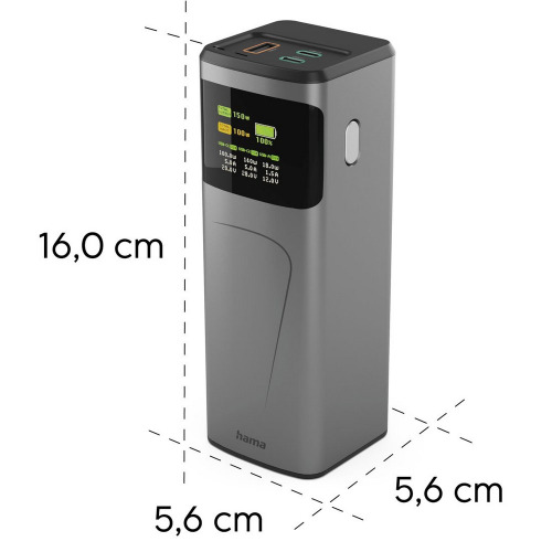 Power bank 24000 mAh Hama High Power 150W Grafitowy VH029-15 (2)