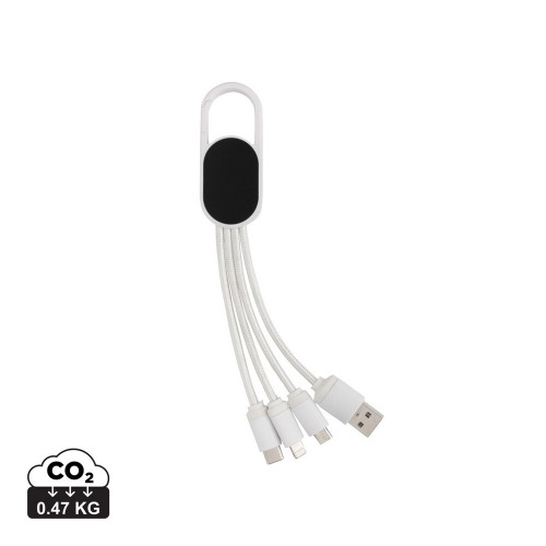 Kabel do ładowania 4 w 1 z karabińczykiem Biały P302.073 