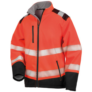 Softshell Męska Odblaskowa Wodoodporna - Fluorescent Orange & Black