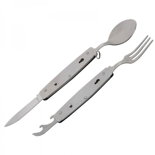 Sztućce kempingowe ze stali nierdzewnej PAMPLONA Czarny 081603 (3)