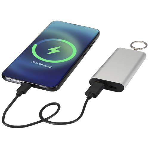 Arcturus powerbank o pojemności 2000 mAh z recyklingowanego aluminium z brelokiem Srebrny 12451781 (6)