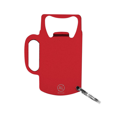 Brelok do kluczy, otwieracz do butelek z aluminium z recyklingu Czerwony VA701-05 (1)